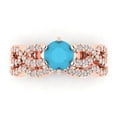 thumbnail image 2 of Clara Pucci 14K Rose Gold Round Cut 1Ct Simulated Turquoise Engagement Ring + Matching Band - Luxury Box Included, 2 of 7