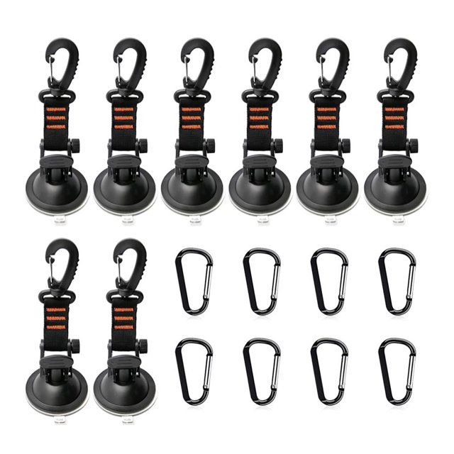Greeniant Kit de anclaje de succión de 4 Uds., Kit de gancho de succión de plástico de carga pesada con 4 mosquetones, Kit de gancho colgante de ventosa carpas No.2 Greeniant OD010735-02