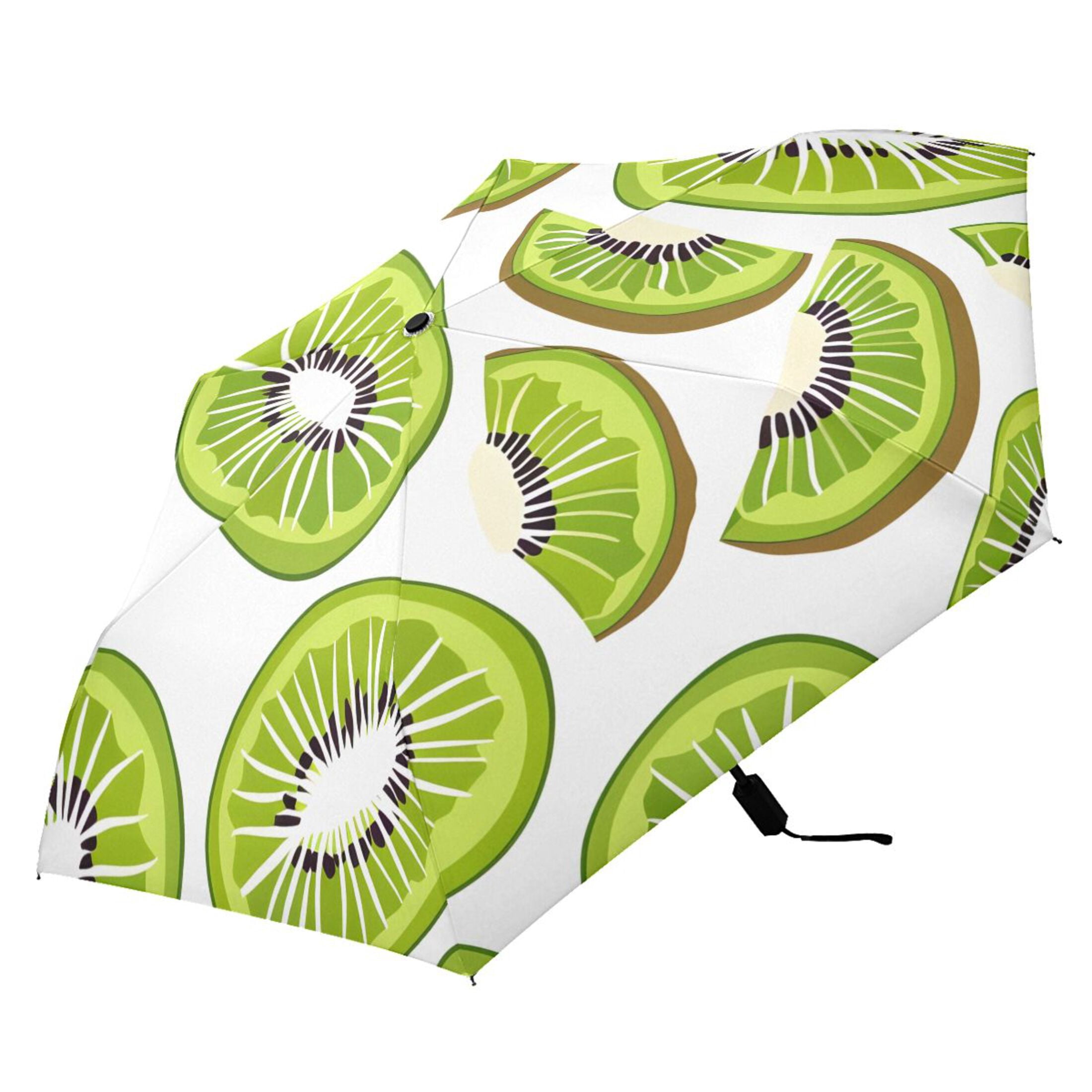 Kiwi Fruit Slice Compact Sun Umbrella Windproof Travel Umbrellas for Rain Strong Portable UV Protection