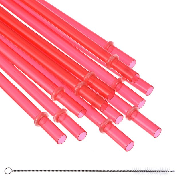 12 pajitas rígidas de colores espesadas con lazo, de color sólido, con hebilla, reutilizables