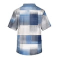 thumbnail image 4 of Domuza Mens Scrubs Top Plaid Stripe Graphics V Neck Short Sleeve Carer Uniform Loose Fit Soft Comfy Medical Workwear with 3 Pockets Sky Blue XL, 4 of 4