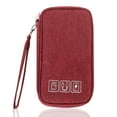 thumbnail image 1 of Organizador electrónico, estuche de viaje pequeño organizador de cables, estuches de accesorios para cables, cargadores, USB, auriculares, color rojo, 1 of 6