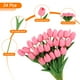 thumbnail image 3 of Uxcell 24Pcs Tulipanes Falsos Flores Artificiales, Tulipanes de PU que Lucen Reales con Tallos, Rosa, 3 of 6