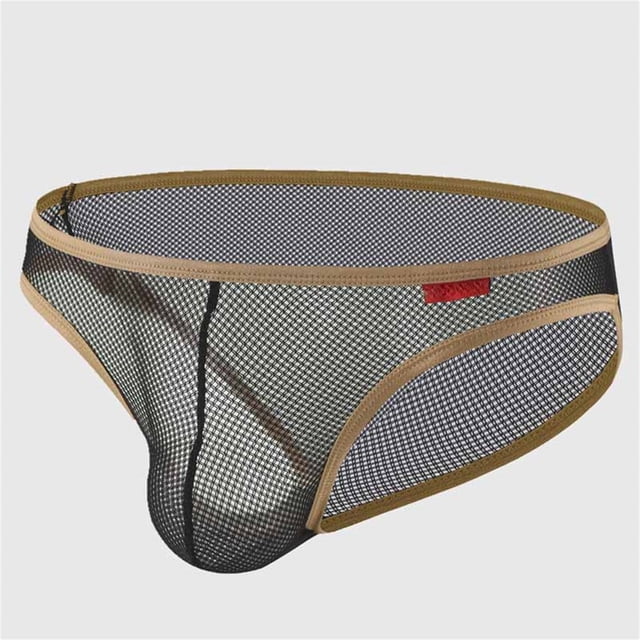 Men's Fashionable Low Waisted Classic Drawstring Triangle Brief for Everyday Casual Comfort with Mesh