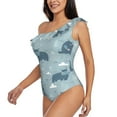 thumbnail image 3 of Picia Cute Hippopotamus Pattern Women's One Piece Swimsuits,One Shoulder Swimwear Asymmetric ,Ruffle Monokinis Bathing Suits,High Waisted Flattering Bathing Suits-X-Large, 3 of 8