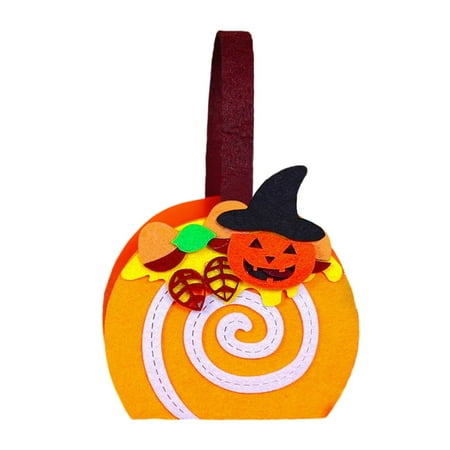 Halloween Candy Storage For Parties Trick Or Treating And Festive Celebrations Durable Reusable And Food Storage Solution Felt Craft with Stickers for Kids Halloween Party Favors(K)