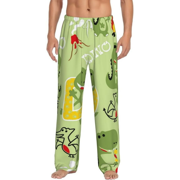 Easygdp Cute Dinosaurs Cartoon Men's Pajama Pant, Sleep Elastic Waistband Lounge Pants - Medium