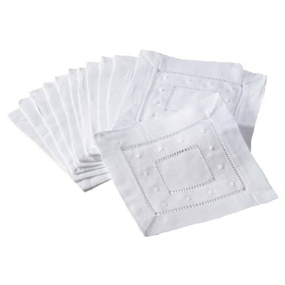 Saro Lifestyle Embroidered and Hemstitched Cocktail Napkin (Set of 12)