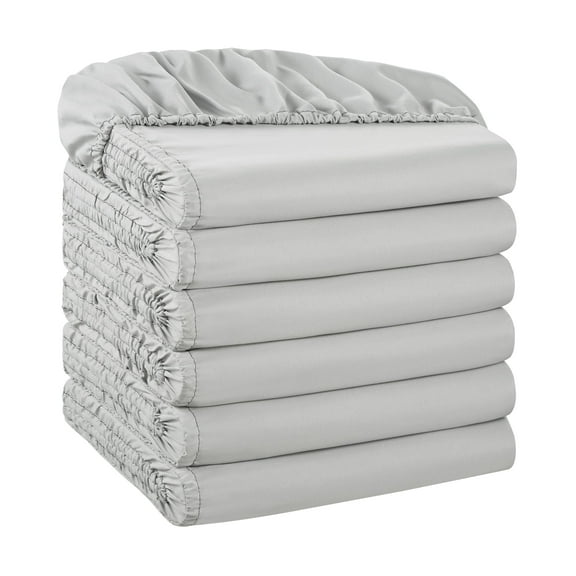 Host & Home Brushed Microfiber Fitted Sheets - Bedding Essentials - Queen - (6 Pack) Grey
