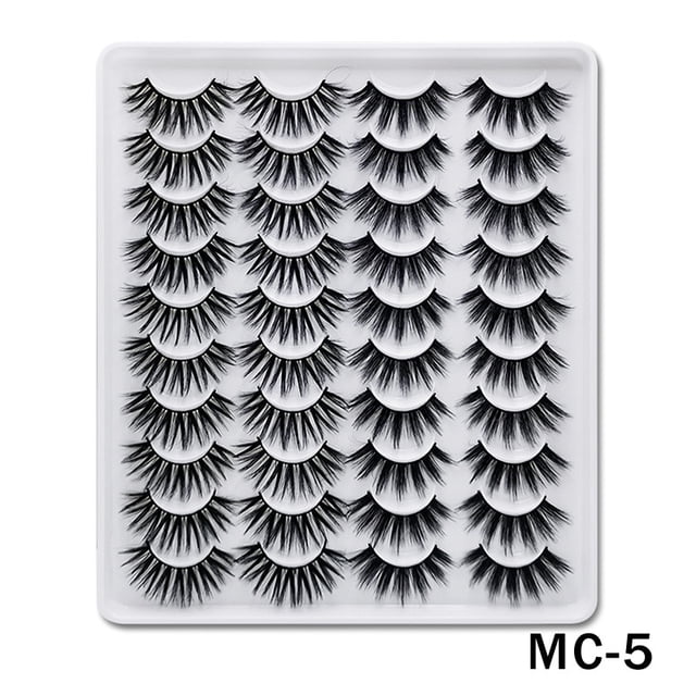 False Eyelashes Faux Mink Lashes 20 Pairs Long Dramatic Fluffy Volume Natural Fake Eyelashes Value Pack MC-5