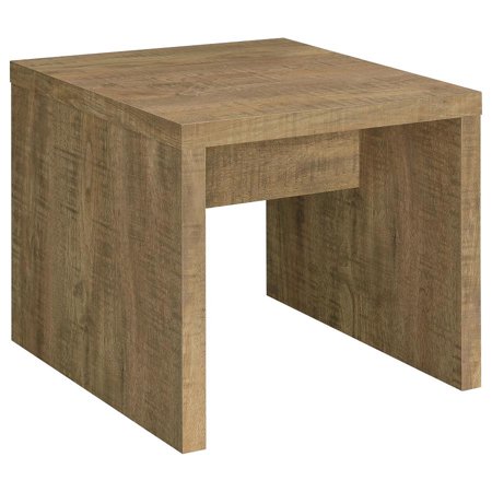 CARTESIAN Modern Farmhouse End Table, Rustic Mango Brown Wood Finish, Square Top with Solid Supports, 23.5 x 20.16 x 23 Inches
