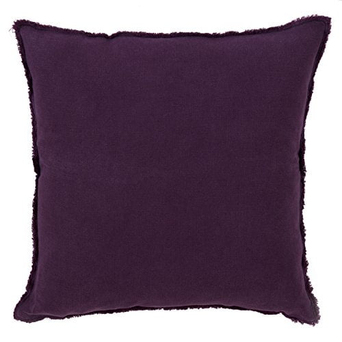 SARO 13049.PU20S Coussin Carré à Franges de 20 Po à Plissement, en Lin Rempli de Duvet - Violet