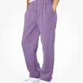 thumbnail image 2 of DJDLJWCJ Boys Fleece Lined Sweatpants Winter Warm Straight Leg Pants Elastic Waist Side Pocket Casual Pants Purple Size 8, 2 of 7