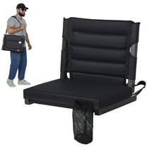 Nalone Stadium Seats for Bleachers with Back Support, Bleacher Seats with Backs and Extra Thick Padded Cushion, Includes Shoulder Straps Carry Handle, and Cup Holder Side Pockets (Black)