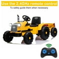 thumbnail image 4 of Tractor Ride on Toys with Remote Control, 12V Kids Electric Tractor with Trailer, Battery Powered Kids Ride on Cars for Boys Girls, Electric Cars for Kids w/ MP3 Player, Radio, USB Port, Yellow, R1632, 4 of 9