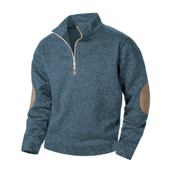 pstuiky camisa de manga larga para hombre, Sudadera con cremallera y cuello alto de manga larga de color liso para hombre Tops de hombre xl