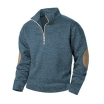 Puntoco Mens Quarter Zip Sweatshirt Long Sleeve Pullover 1/4 Zip Up Golf Shirt for Men Winter Fleece Lined thermal Sweater Winter Clothing for Men Blue XXXL(XXXL)