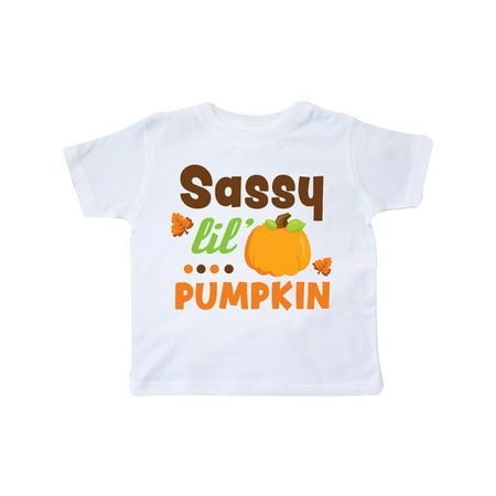 

Inktastic Thanksgiving Sassy Lil Pumpkin with Fall Leaves Gift Toddler Toddler Girl T-Shirt
