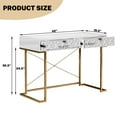 thumbnail image 2 of Boyel Living 42" Home Office Desks with 2 Storage Drawers, White Writing Desk for Living Room, Bedroom & Study, Golden Legs & X-Shaped Brace, 2 of 9