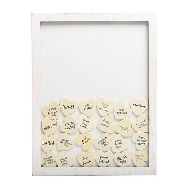 Marco de fichas para libros de visitas de boda de Kate & Milo con 50 piezas en forma de corazón