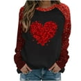 thumbnail image 1 of Penkiiy T-Shirts de la Saint-Valentin pour Femmes Col Rond Manches Longues Décontracté Cœur T-Shirt 2TG Rouge, 1 of 4