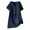 Navy, variant on Annhoo Women's Summer Cotton Linen Tops Plus Size Short Sleeve Button up Blouses Baggy Solid V Neck Dressy Shirts