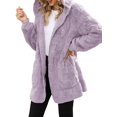 thumbnail image 3 of Womens Fleece Zip Up Jacket with Pockets Oversized Long Hoodie Fuzzy Long Sleeves Jackets Warm Teddy Coat Light Purple L, 3 of 9