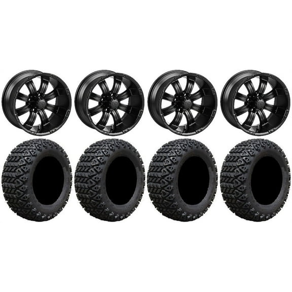 LSI Casino 14" Black Golf Wheels 23x10-14 X-Trail Tires E-Z-GO & Club Car