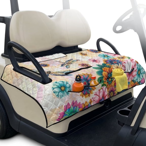 FUIALDOLG Bohemian Mandala Floral Cart Seat Covers Purple Boho Mandala Club Car Seat Covers Non-slip Comfort Easy to Install Golf Cart Seats Towel Blanket With 4 Pocket,51x30 Inch