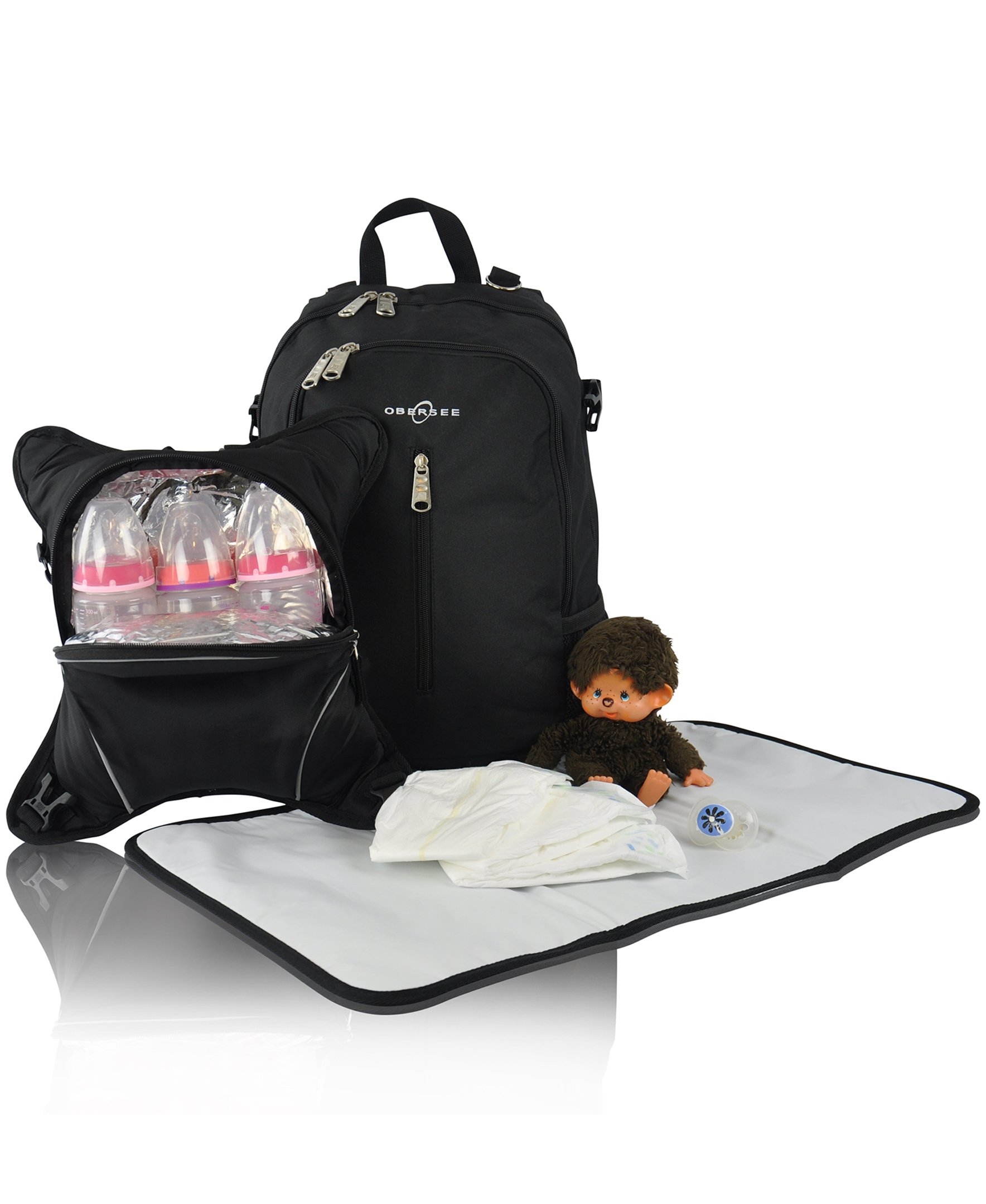 Obersee Rio Diaperbag Backpack | Detachable Bottle Cooler | Large Size Fully Padded Diaper changing mat - image 3 of 11