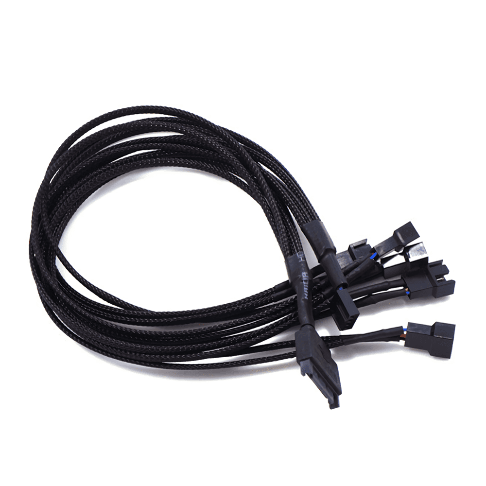 PWM SATA to 4Pin Fan Adapter Cable Sleeved Braided Expansion Cables Splitter 43cm 1 to 5 Computer PC Fan Power Cable Converter 