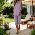 thumbnail image 2 of Zedker 2 Piece Sets for Women Sleeveless Tops & Wide Leg Pants Lounge Sets Summer Vacation Travel Outfits PurpleXXL, 2 of 10