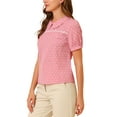 thumbnail image 4 of Allegra K Women's Heart Shirt Sweet Peter Pan Collar Puff Short Sleeve Blouse Tops, 4 of 6