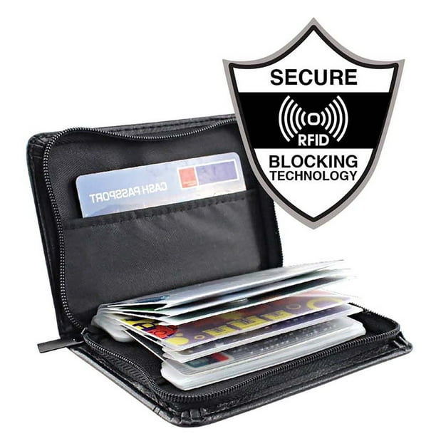 Scanner Coffre-Fort Portefeuille RFID Blocage Portefeuille en Aluminium et 36 Porte-Cartes de Crédit Affaire de Carte de Visite ID Cas Unisexe- (Noir)