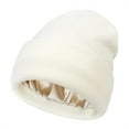 thumbnail image 2 of Women's Solid Knit Beanie Hat with Silk Lining â Soft Slouchy Warm Acrylic Winter Woolen Hat, Skull Cap for Autumn and Winter, 2 of 3