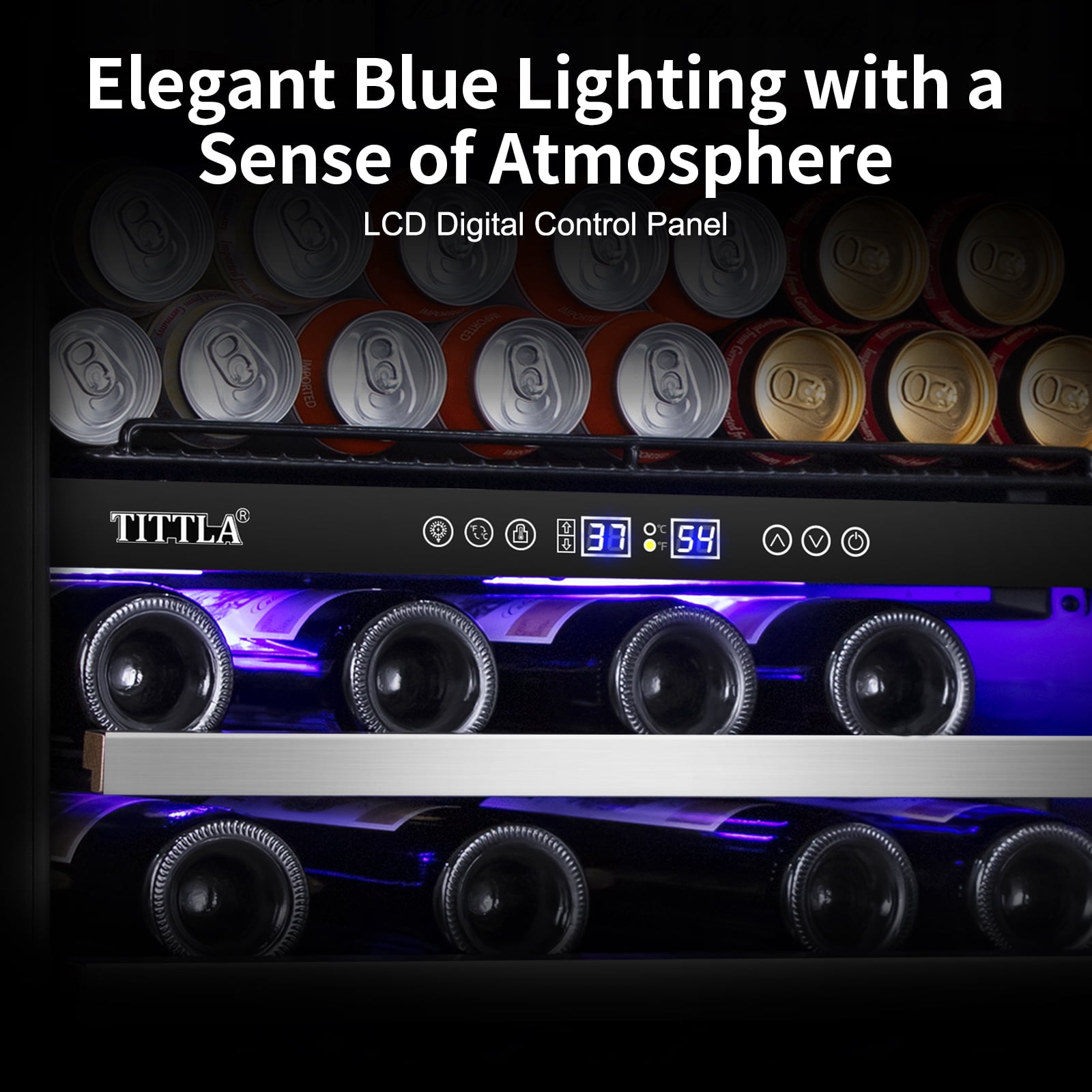 Tittla 24 Inch Beverage Refrigerator,Dual Zone Built in Wine Cooler Fridge ,27-Wine Bottles and 84-Cans