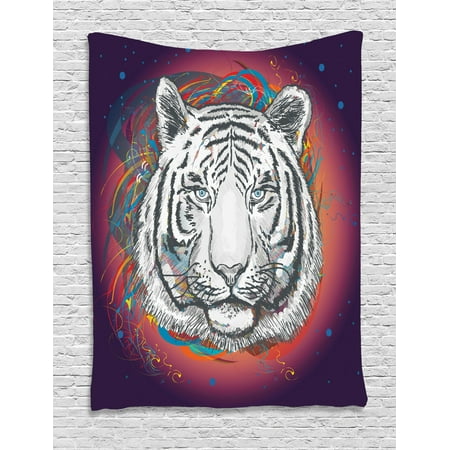 Animal Tapestry Wildlife Theme Modern Image Of A White