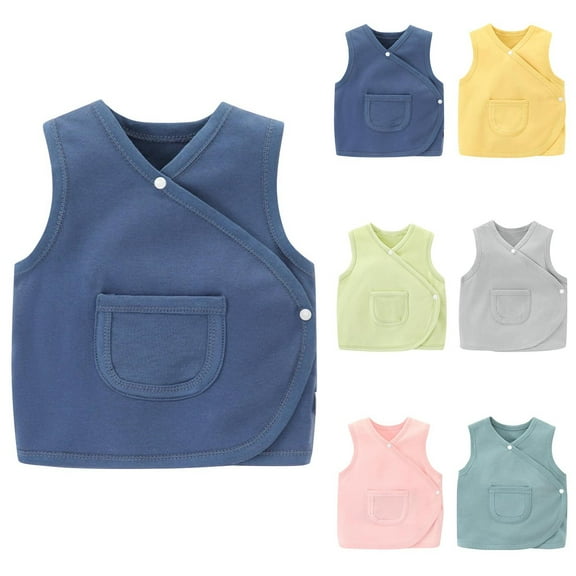 THDHVS Girls Vest,Toddler Vest,Toddler Shaker Fleece Vest Sleeveless Solid Front Zipper for Layering Under Jackets Blue 3-6 Months