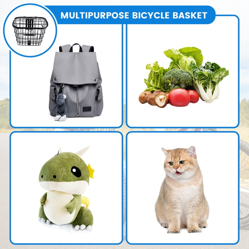 Iron Wire Basket Bike Front Basket Organizing Storage Basket Holder Front Handlebar Riding Bike Storage Bike Accessory