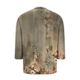 thumbnail image 4 of Sewkxo Womens Plus Size Tops Casual 3/4 Length Shirt Crew Neck Print Blouses Spring Summer Cotton Clothes,Brown L, 4 of 6