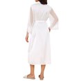 thumbnail image 3 of INSPIRE CHIC Women's Satin & Chiffon Robe Long Sleeve Semi-Sheer Wrap Bathrobe with Belt for Bridal & Loungewear S White, 3 of 6