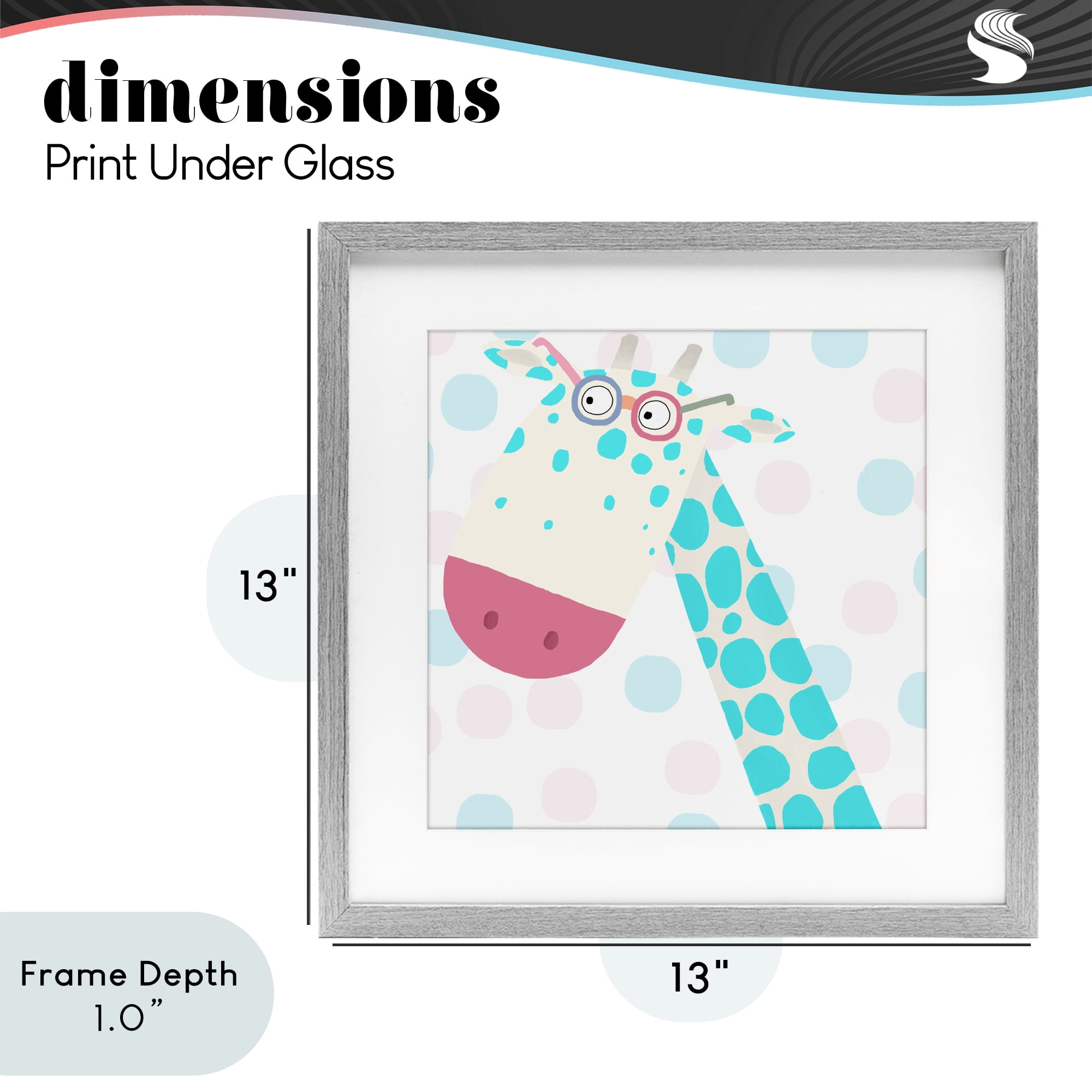 Stupell Industries Electric Blue Giraffe Gray Framed Print Under Glass, design by Carla Daly