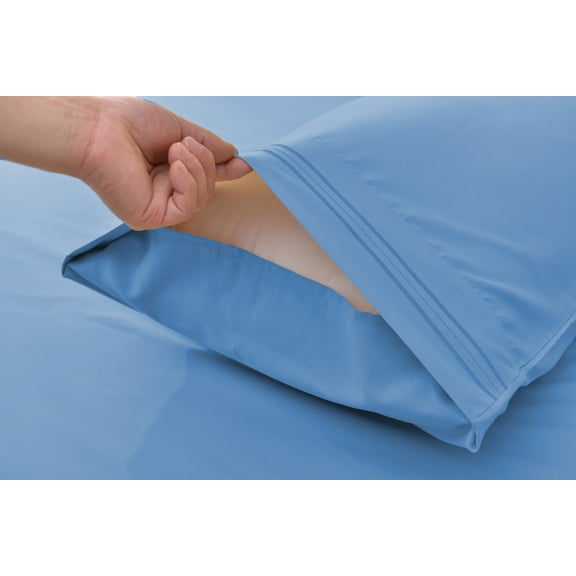 Okao Wholesale Bamboo Derived Rayon Pillowcase Set- Wrinkle Free - Wrinkle Free - Standard(Queen)-Blue