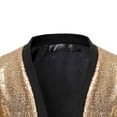 thumbnail image 5 of Dagegui Mens Open Front Jacket Fashion Sequin Suit Coat Long Sleeve Collarless Clubwear Jackets Sparkly Coats for Holiday Party Gold L, 5 of 8