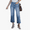 Blue, variant on Women's Fashion Wide Leg High Waist Flared Jeans with Patch Pockets for a Look