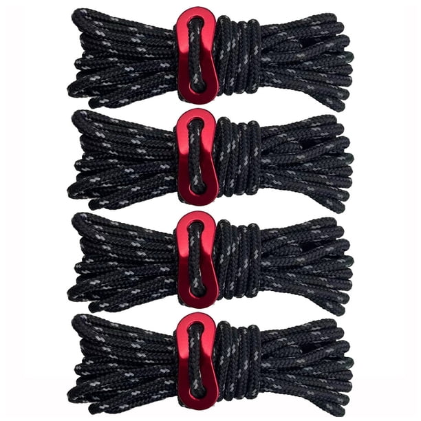 Eigraketly Cuerda de tienda de 4 piezas, alambre de senderismo, suministros de Camping, accesorio de bricolaje, equipo de escalada multifuncional carpas Negro