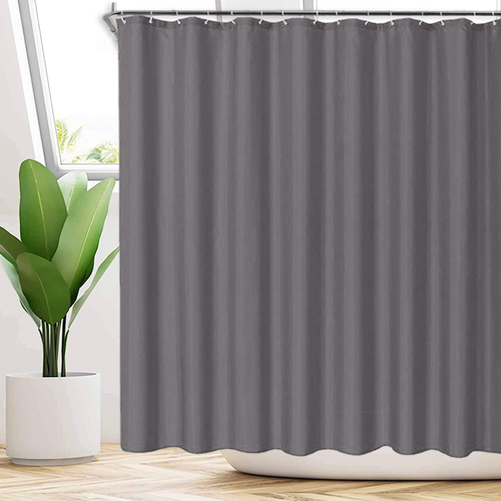 Dark Grey Shower Curtain Liner With 12 Hooks, 72 x 72 Inches Breathable