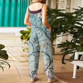 thumbnail image 7 of Women Linen Overalls Summer Casual Floral Printed Loose Fit Jumpsuits Boho Cute Wide Leg Rompers Pants with Pockets, 7 of 7
