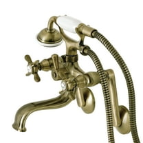 Kingston Brass KS249AB Kingston Tub Wall Mount Clawfoot Tub Faucet with Hand Shower, Antique Brass