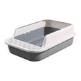 thumbnail image 2 of Cat Litter Box Detachable Open Top Pet Litter Tray Splashproof Semi Closed Large White and Gray, 2 of 8